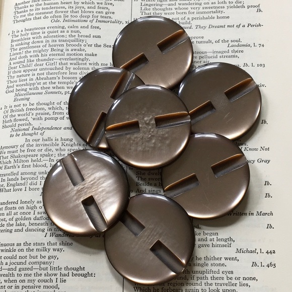 7 Vintage Coat Buttons Grey Iridescent Faux Abalone Acrylic Resin - Picture 3 of 9